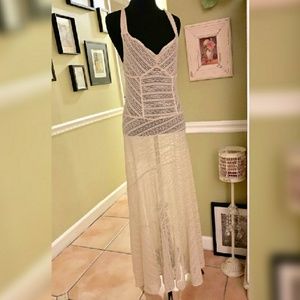 FREE PEOPLE LOVE STORY CREAM LACE SLIP DRESS